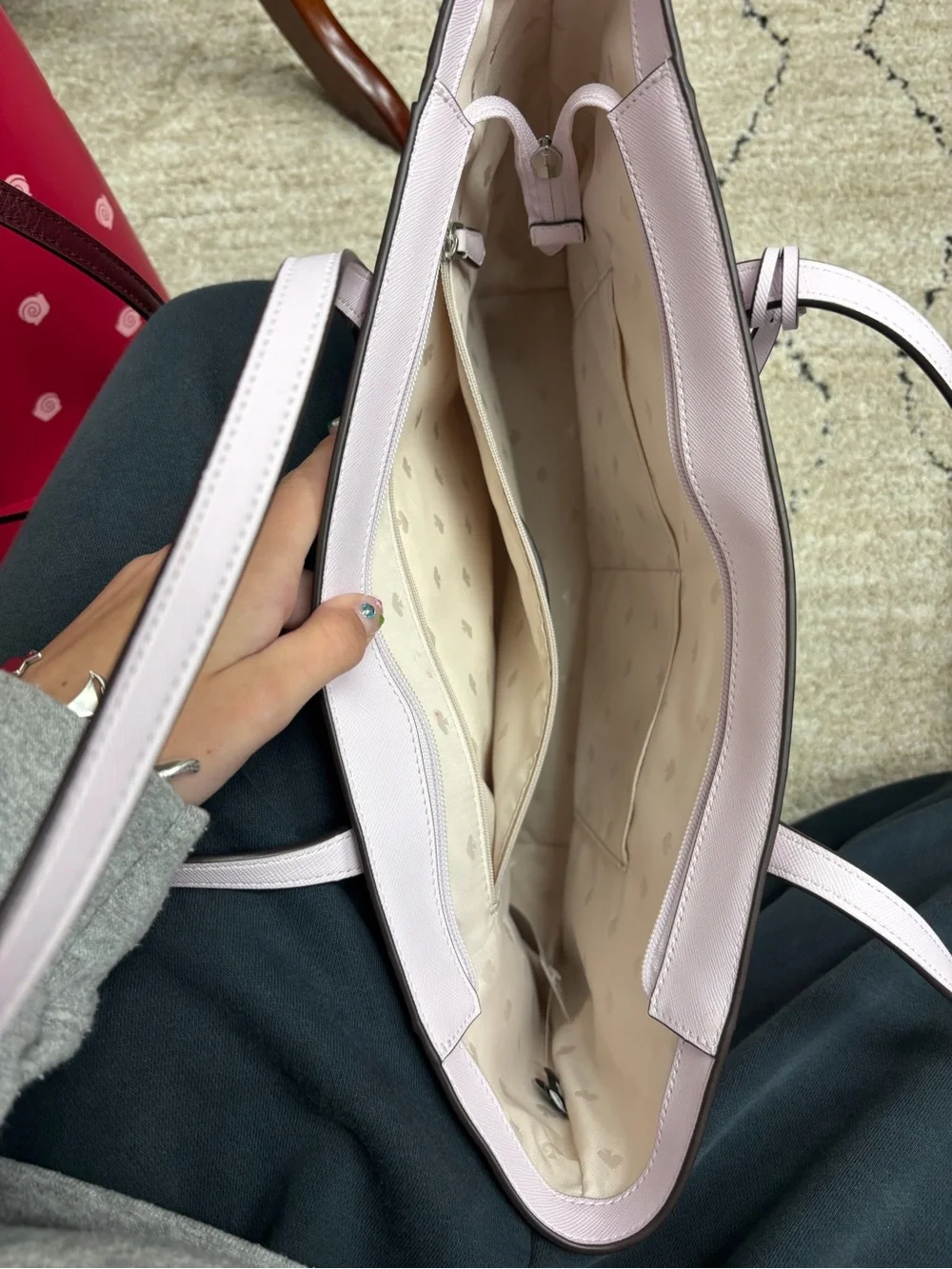 Kate Spade Pink w/Purple Pansy Floral Print Tote